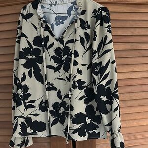 Floral Black and Cream Women's Top